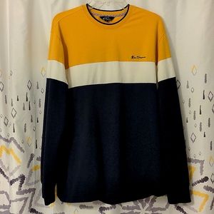 Ben Sherman Crew Neck Striped Long-sleeved Pullover Shirt, Size XL